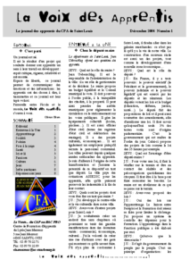 La Voix des Apprentis N°1- Décembre 2004