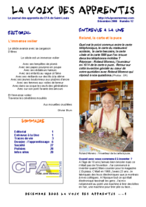 La Voix des Apprentis N° 12 – Décembre 2008 – L’apprentissage